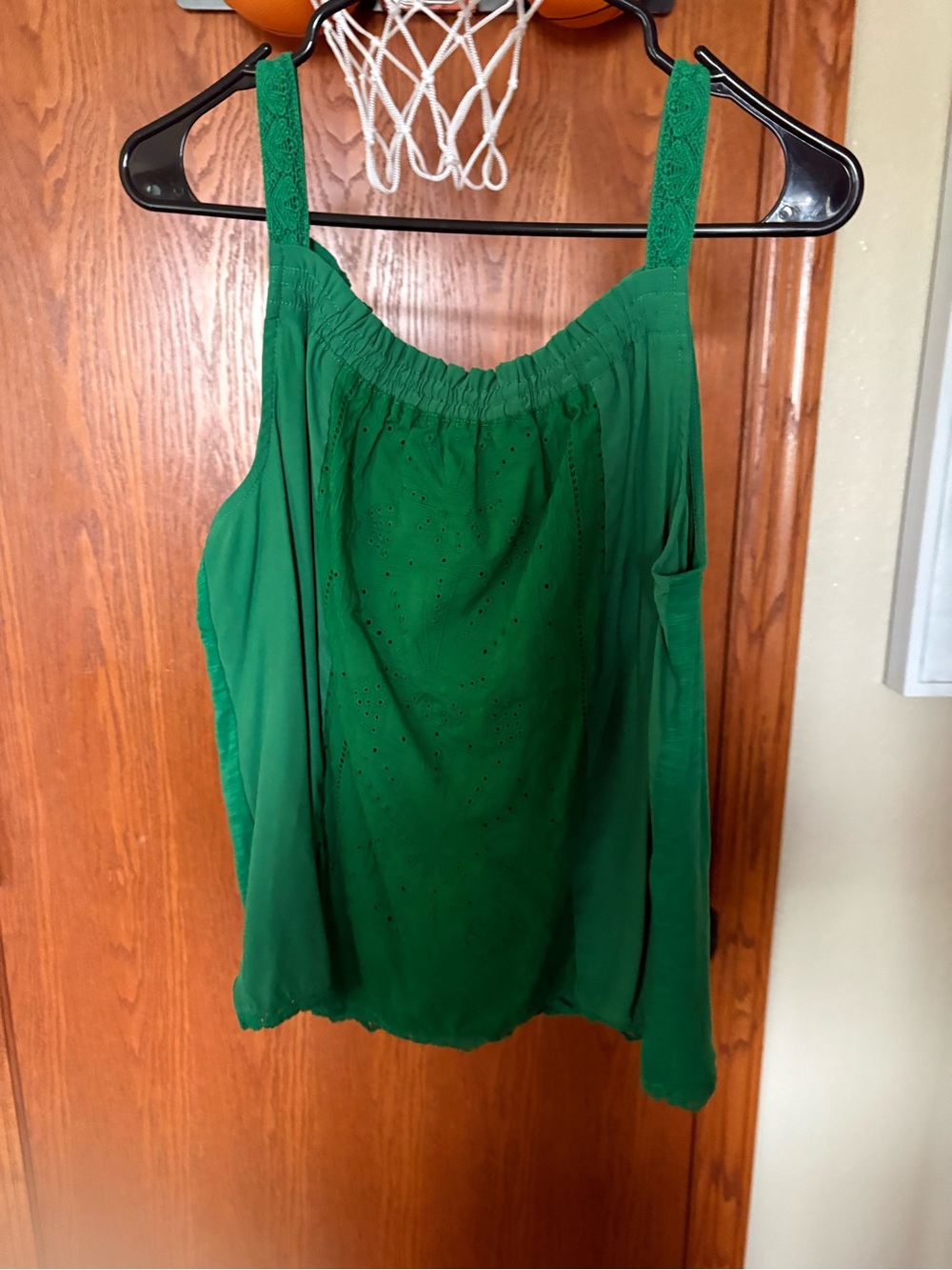 Democracy Green Eyelet Camisole Tank